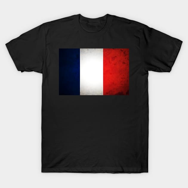 A grunge looking distressed French flag of France T-Shirt by Guntah